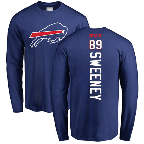 Men NFL Buffalo Bills #89 Tommy Sweeney Royal Blue Backer Long Sleeve T Shirt
